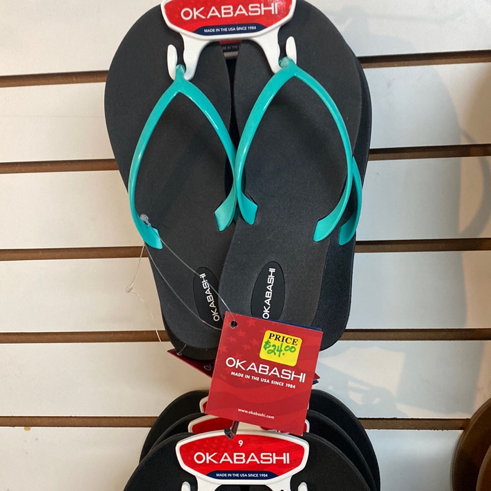 Okabashi Shoreline Flip Flops Black/Sea Glass